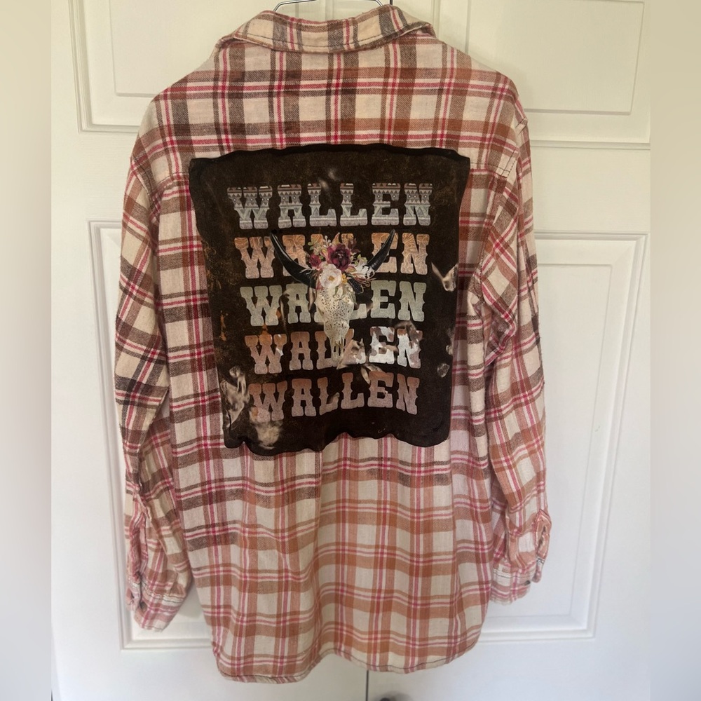 Flannel Up-cycled Morgan Wallen country music Graphic. Unisex.